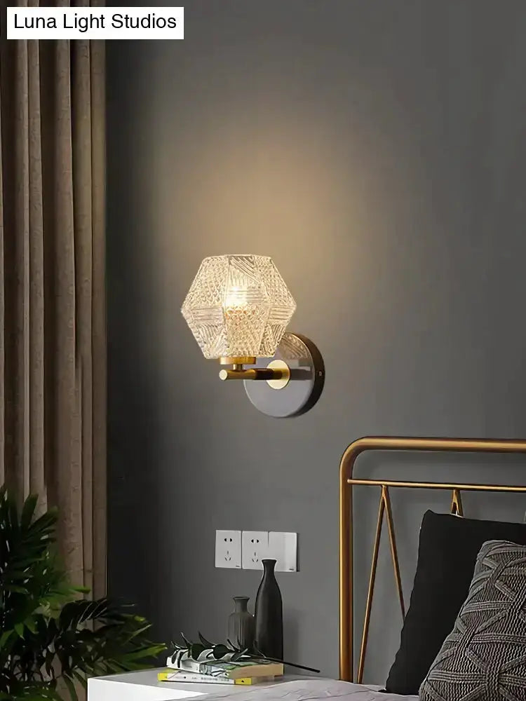 Postmodern Luxury Led Wall Lamp Gold Crystal