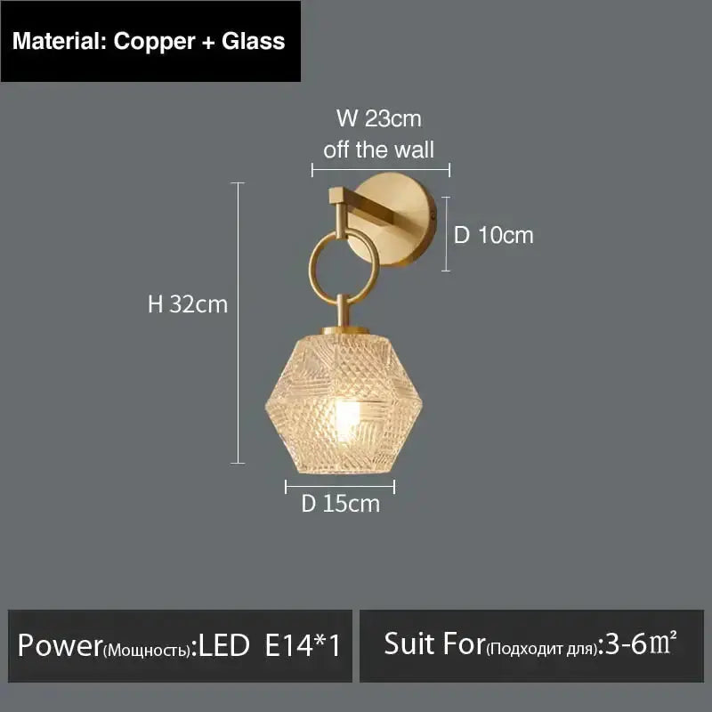 Postmodern Luxury Led Wall Lamp Gold Crystal