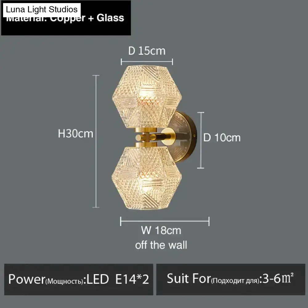 Postmodern Luxury Led Wall Lamp Gold Crystal