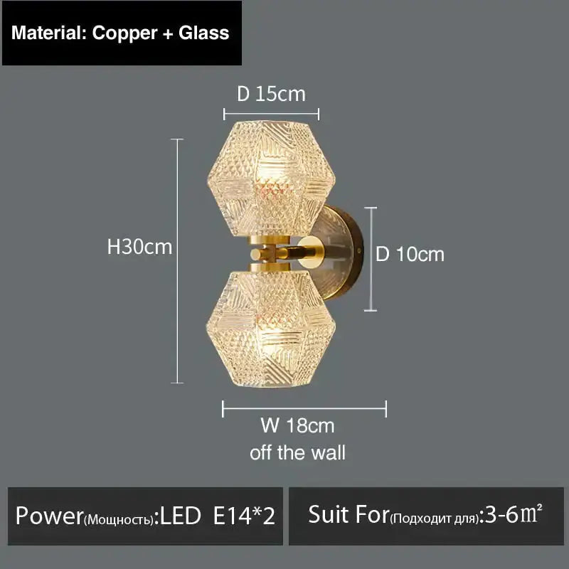 Postmodern Luxury Led Wall Lamp Gold Crystal