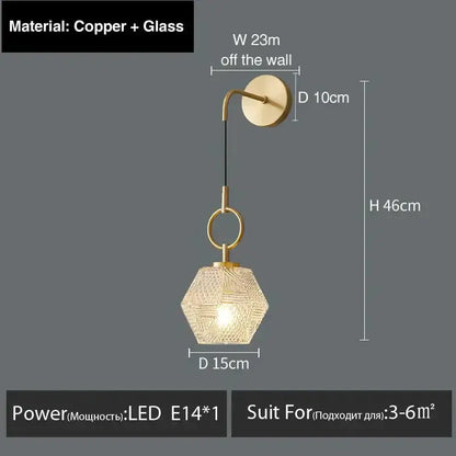 Postmodern Luxury Led Wall Lamp Gold Crystal