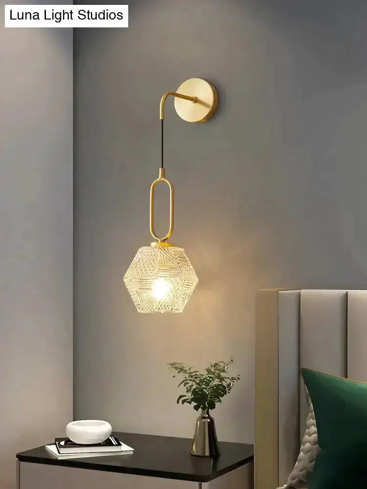 Postmodern Luxury Led Wall Lamp Gold Crystal