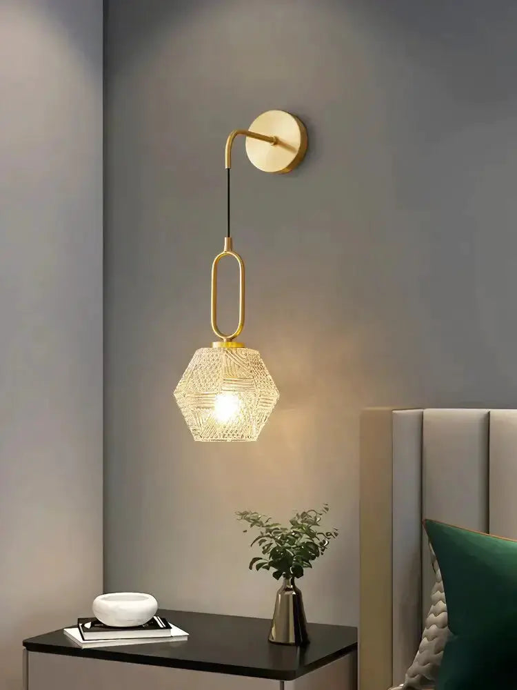 Postmodern Luxury Led Wall Lamp Gold Crystal