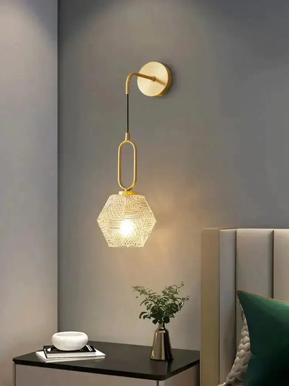 Postmodern Luxury Led Wall Lamp Gold Crystal