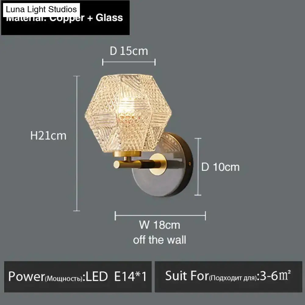 Postmodern Luxury Led Wall Lamp Gold Crystal
