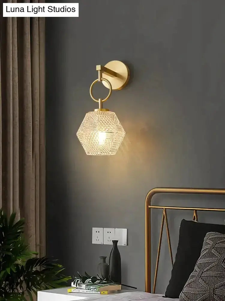 Postmodern Luxury Led Wall Lamp Gold Crystal