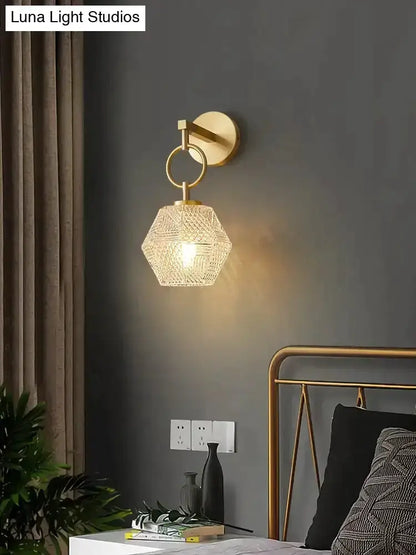 Postmodern Luxury Led Wall Lamp Gold Crystal