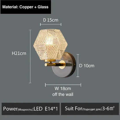 Postmodern Luxury Led Wall Lamp Gold Crystal