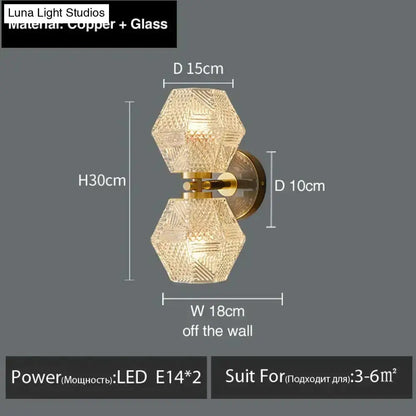 Postmodern Luxury Led Wall Lamp Gold Crystal