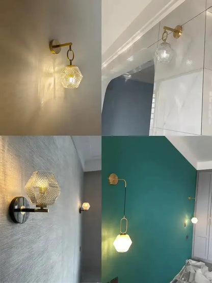 Postmodern Luxury Led Wall Lamp Gold Crystal