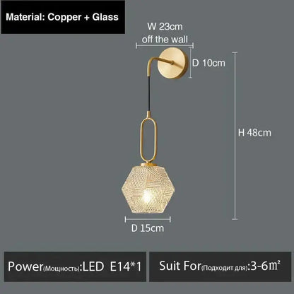 Postmodern Luxury Led Wall Lamp Gold Crystal