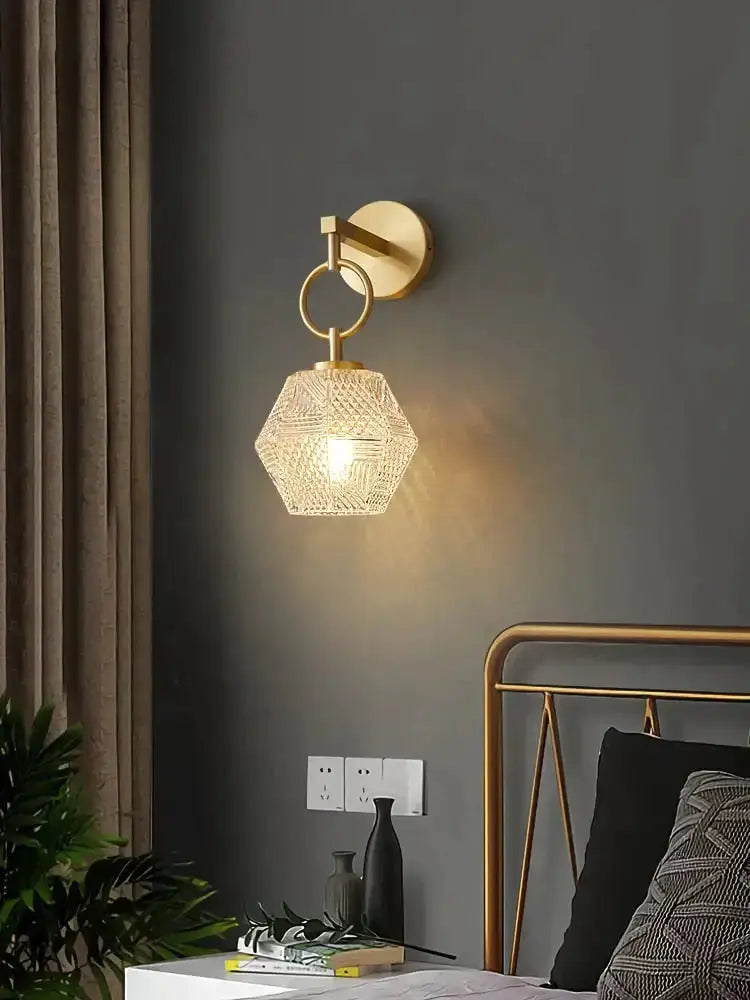 Postmodern Luxury Led Wall Lamp Gold Crystal