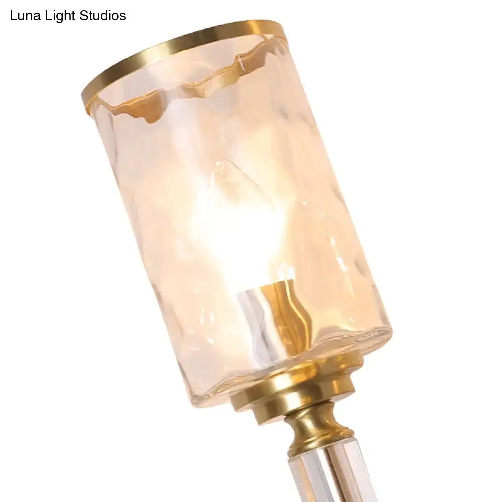 Brass crystal wall sconce postmodern 1-2 light with clear glass cylinder shade on Tampa Home & Garden Store