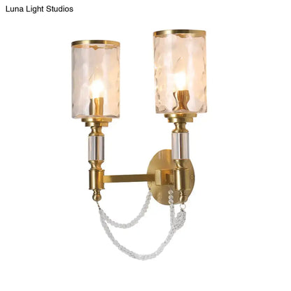 Decorbites brass crystal wall sconce 1-2 light with glass shade and crystal chains on Tampa Home & Garden Store