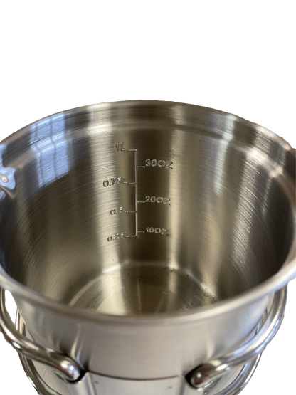 Stainless steel camping pot set with etched inner liter marks, River Country Gear on Tampa Home & Garden Store