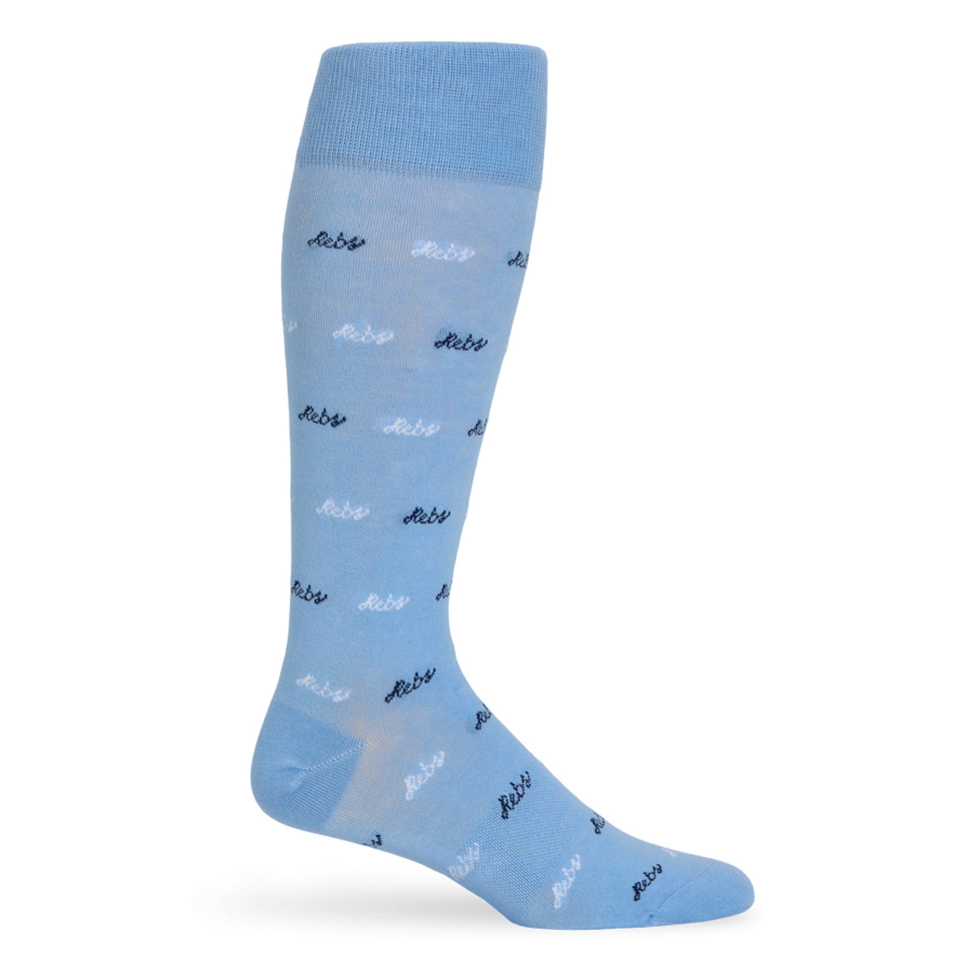Powder Rebs Dress Socks by DeadSoxy, powder blue socks with DeadSoxy logos on Tampa Home & Garden Store