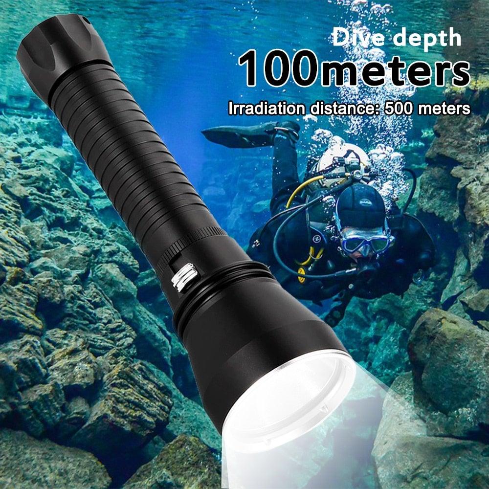 Stevvex ST4LMASS111 dive flashlight, rechargeable LED underwater torch, black aluminum body on Tampa Home & Garden Store
