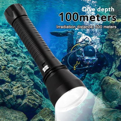 Stevvex ST4LMASS111 dive flashlight, rechargeable LED underwater torch, black aluminum body on Tampa Home & Garden Store