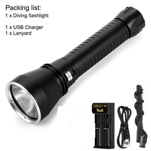 Powerful LED Dive Flashlight by Stevvex with USB charger and 1 lanyard on Tampa Home & Garden Store