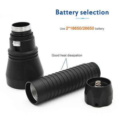 Stevvex ST4LMASS111 3pc dive flashlight in black aluminum, disassembled with cap and tube on Tampa Home & Garden Store