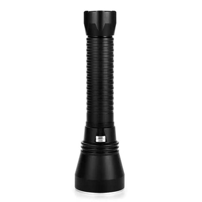 Powerful LED rechargeable Stevvex dive flashlight black ribbed grip underwater scuba torch on Tampa Home & Garden Store
