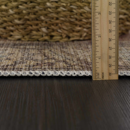 Powhatan washable area rug by Boutique Rugs, beige-brown textured surface with ruler for scale on Tampa Home & Garden Store