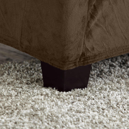Velvet Stretch Slipcover Gale by Great Bay Home, brown plush fabric on legged furniture on Tampa Home & Garden Store