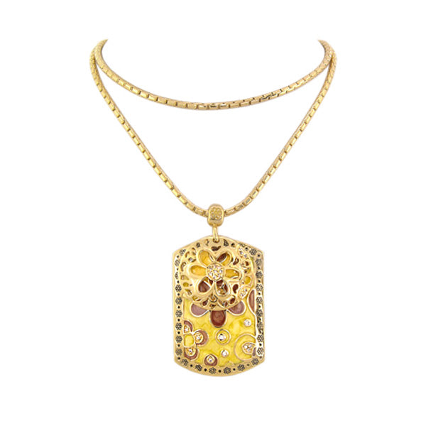 Art Deco Pendant Necklace — Daisy & Cluster Charm, gold-tone floral pendant on a gold chain on Tampa Home & Garden Store