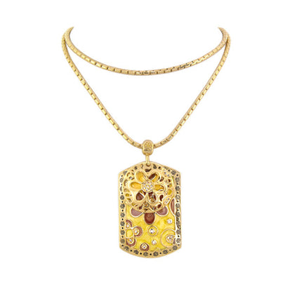Art Deco Pendant Necklace — Daisy & Cluster Charm, gold-tone floral pendant on a gold chain on Tampa Home & Garden Store