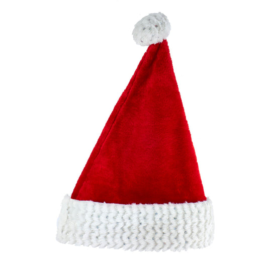 Sequined Plush Santa Hat with White Cuff - Tampa Home & Garden Store