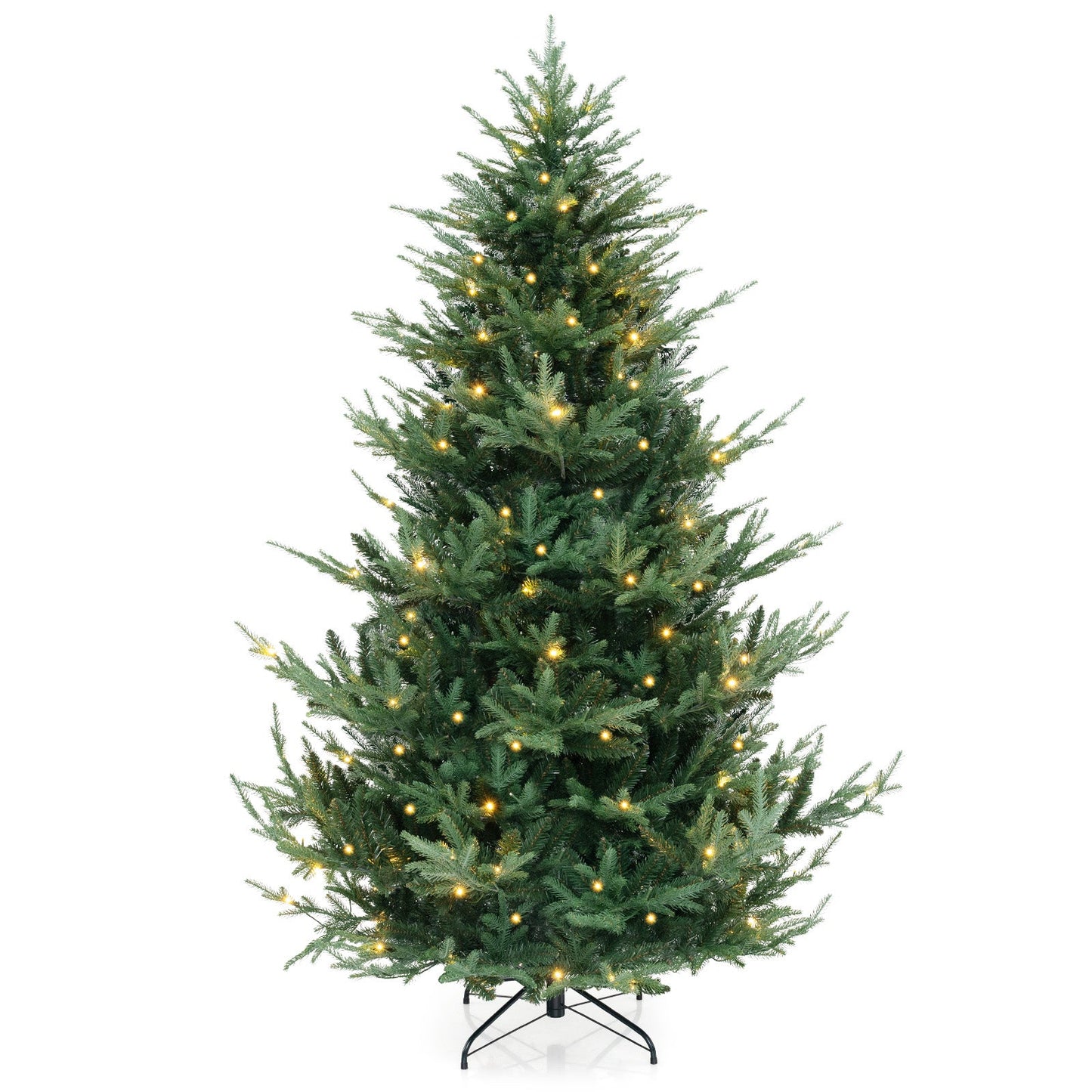 6/7/8 FT Árbol de Navidad Artificial Preiluminado con Bisagras con 778/1480 Puntas de Rama de PVC y PE-L