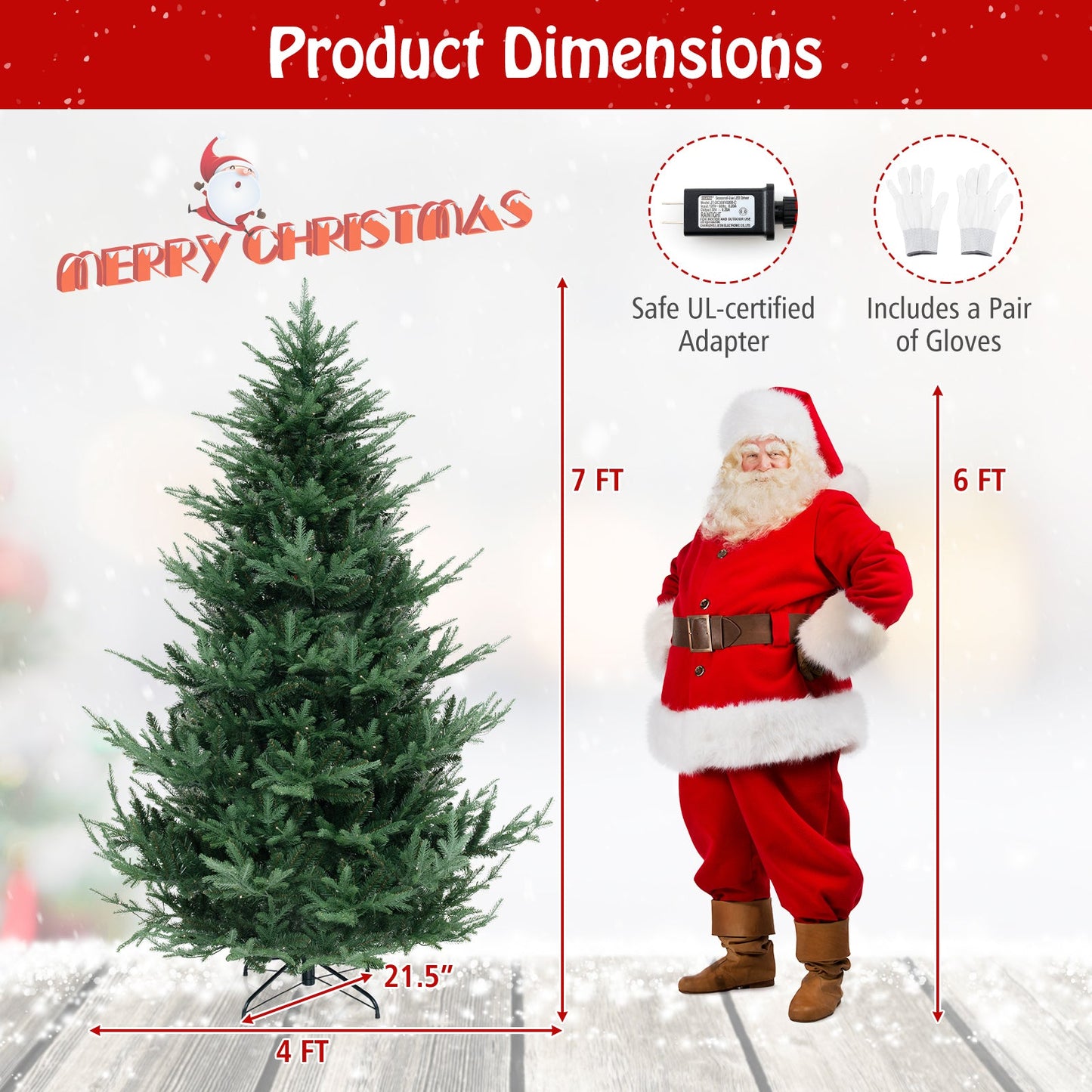 6/7/8 FT Árbol de Navidad Artificial Preiluminado con Bisagras con 778/1480 Puntas de Rama de PVC y PE-L