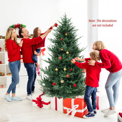 6/7/8 FT Árbol de Navidad Artificial Preiluminado con Bisagras con 778/1480 Puntas de Rama de PVC y PE-L