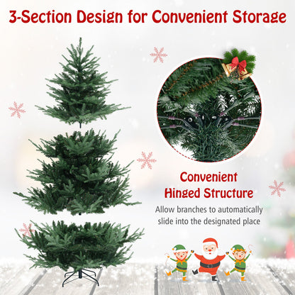 6/7/8 FT Árbol de Navidad Artificial Preiluminado con Bisagras con 778/1480 Puntas de Rama de PVC y PE-L