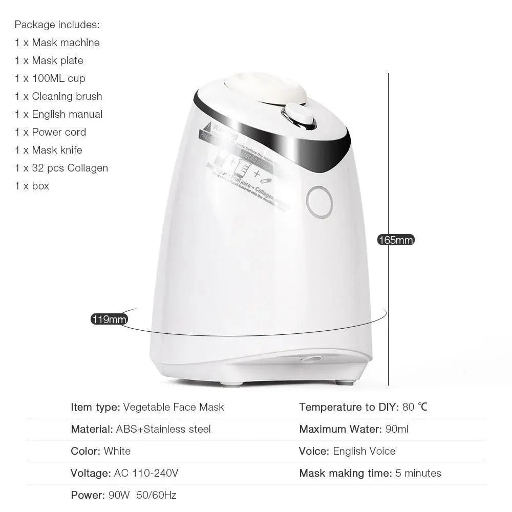 Facial mask maker Stevvex ALUFACEK21142 white compact machine for collagen fruit and vegetable masks with English voice reminder on Tampa Home & Garden Store