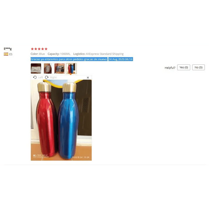 Stevvex two-color stainless steel water bottle red/blue, BPA-free vacuum thermos, 350–1000ml on Tampa Home & Garden Store