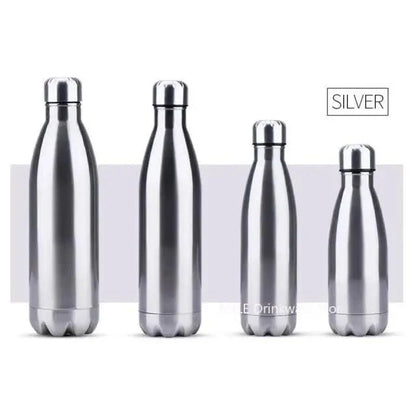Water bottle set Stevvex four silver stainless steel double-wall 350/500/750/1000 ml on Tampa Home & Garden Store