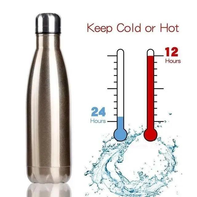 Water bottle Stevvex stainless steel double-wall bronze finish with cold or hot graphic on Tampa Home & Garden Store