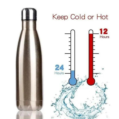 Water bottle Stevvex stainless steel double-wall bronze finish with cold or hot graphic on Tampa Home & Garden Store