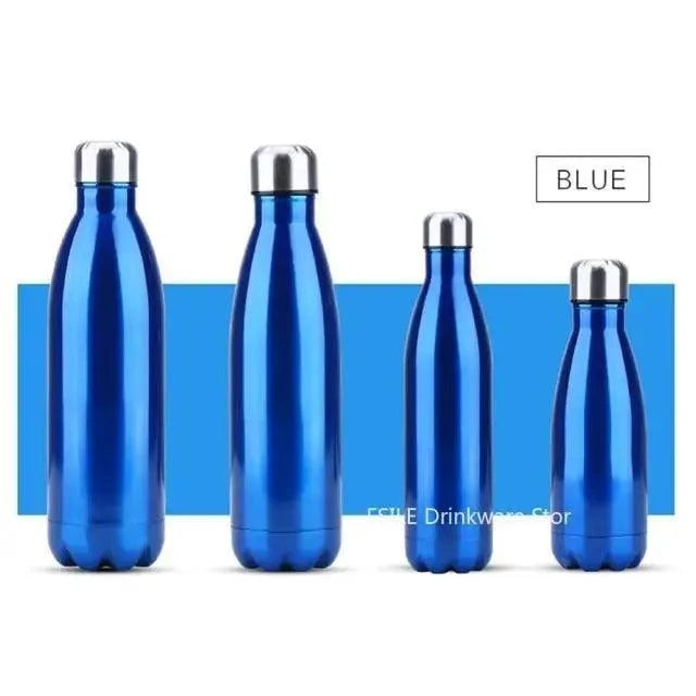 Stevvex blue double-wall stainless water bottles, 350–1000ml, BPA-free vacuum insulated, 4-pack on Tampa Home & Garden Store