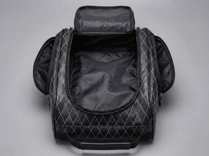 Premium Golf Shoe Bag by Aiming Fluid Golf in black synthetic leather with diamond quilt on Tampa Home & Garden Store