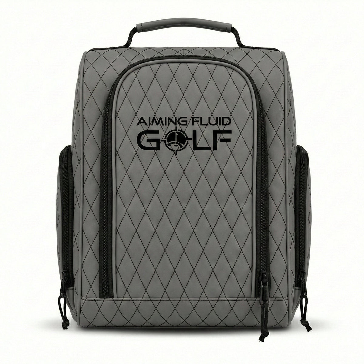 Premium Golf Shoe Bag gray quilted vented synthetic leather by Aiming Fluid Golf on Tampa Home & Garden Store