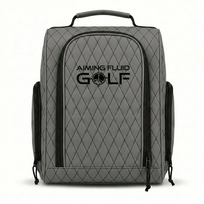 Premium Golf Shoe Bag gray quilted vented synthetic leather by Aiming Fluid Golf on Tampa Home & Garden Store