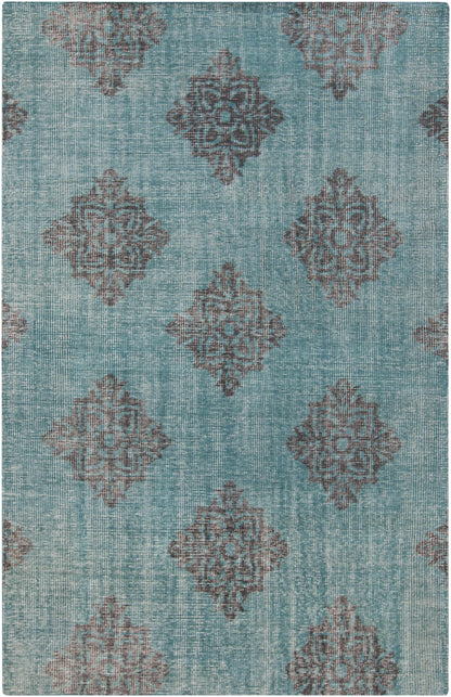 Presidio Area Rug teal blue with brown ornate medallions Boutique Rugs clearance on Tampa Home & Garden Store