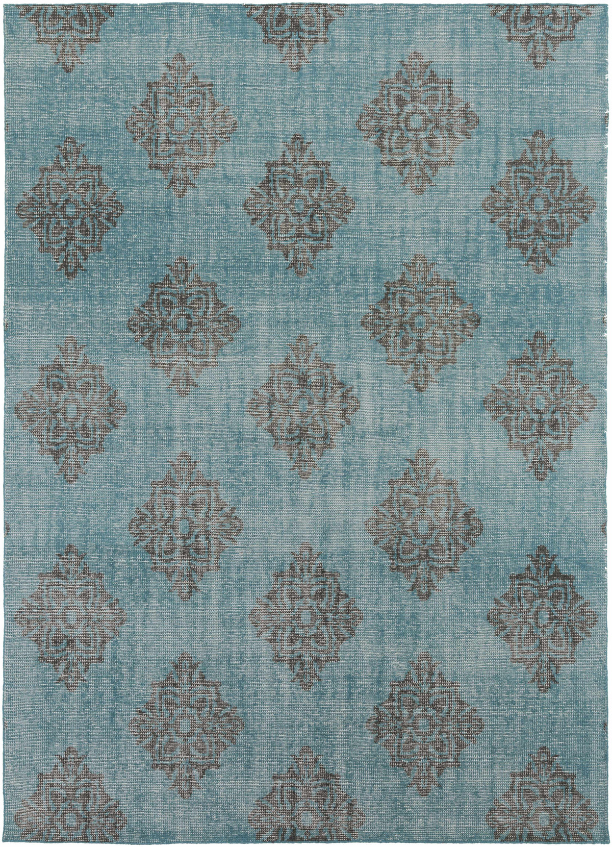 Presidio Area Carpet Rug turquoise blue with brown geometric medallions Boutique Rugs on Tampa Home & Garden Store
