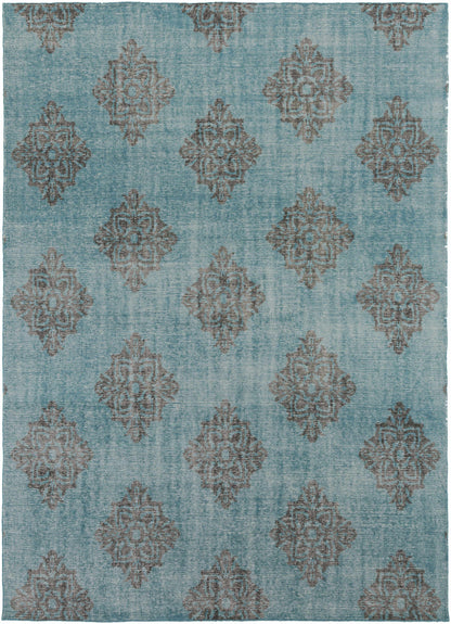 Presidio Area Carpet Rug turquoise blue with brown geometric medallions Boutique Rugs on Tampa Home & Garden Store