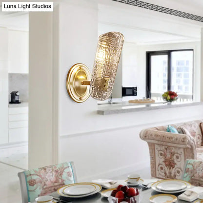 Gold Prism Glass Sconce, brass finish wall mount with textured prism glass on Tampa Home & Garden Store