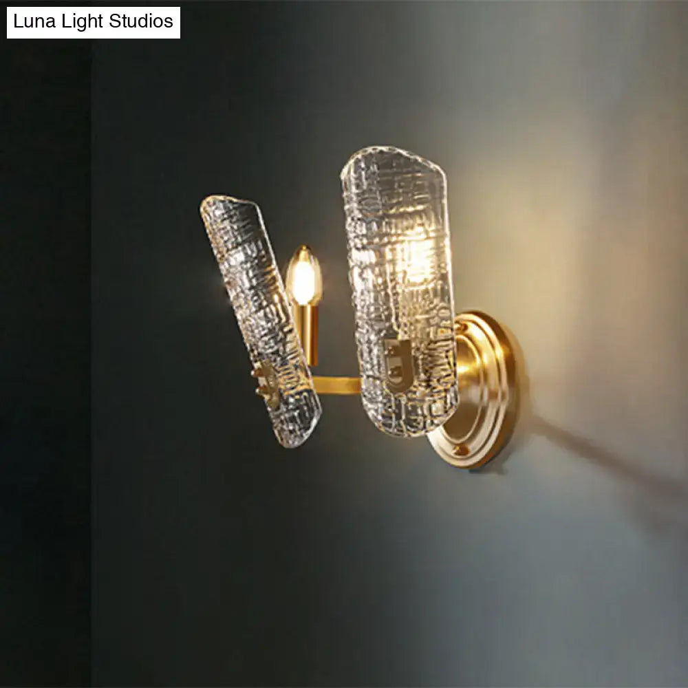 Gold Prism Glass Sconce by Decorbites with dual crackled glass prisms and gold wall mount on Tampa Home & Garden Store