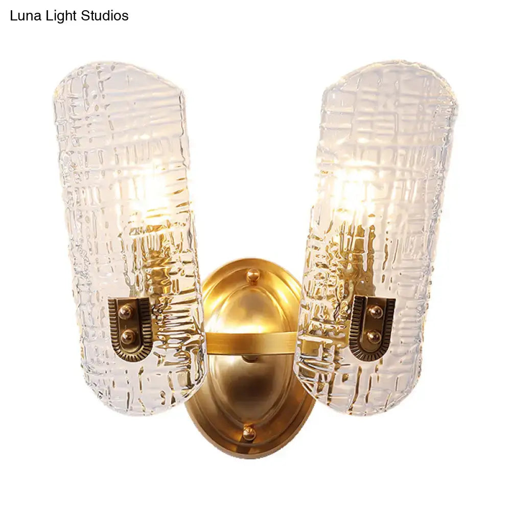 Gold Prism Glass Sconce by Decorbites with dual textured glass prisms and brass mount on Tampa Home & Garden Store