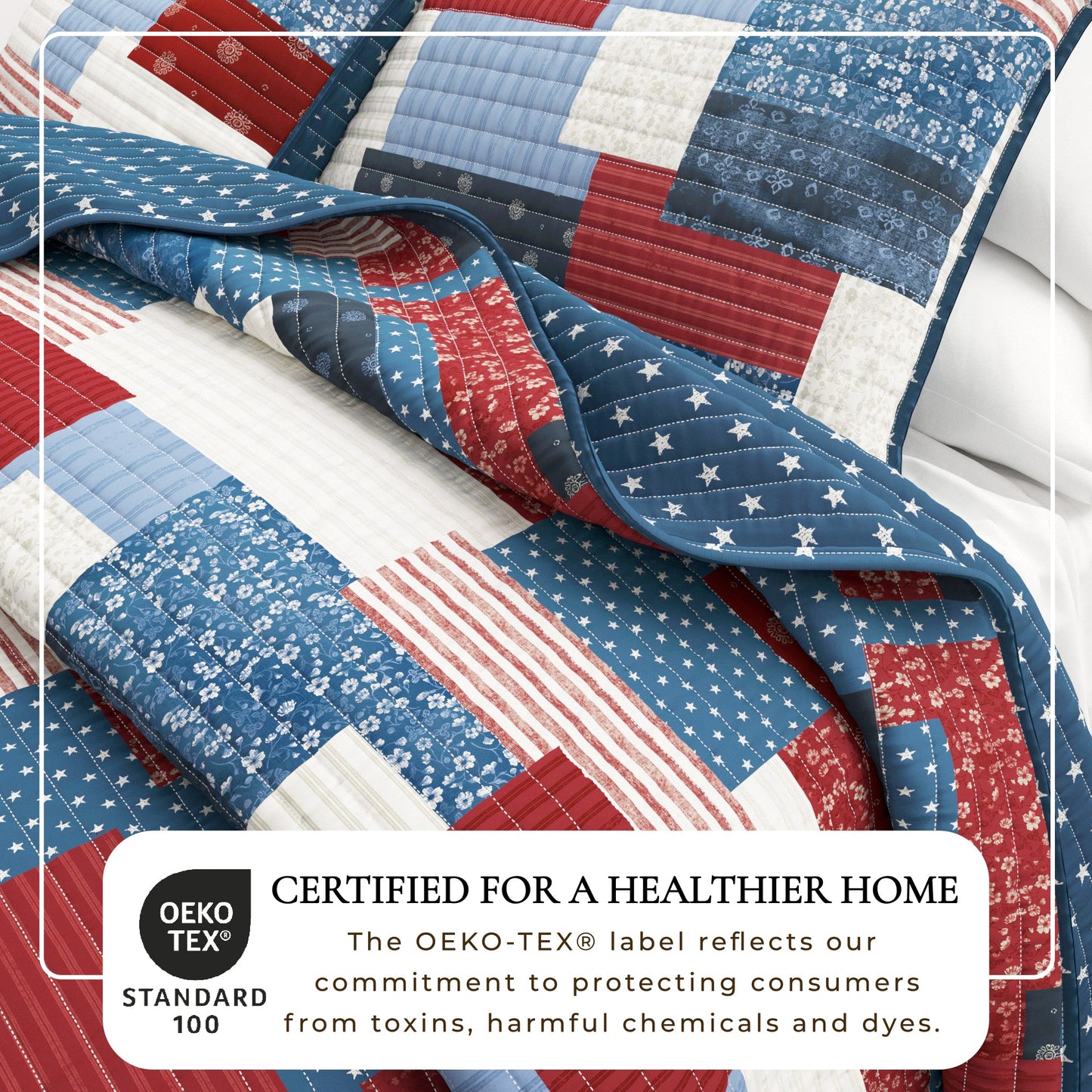 Soft Americana Patchwork Microfiber Quilt Set